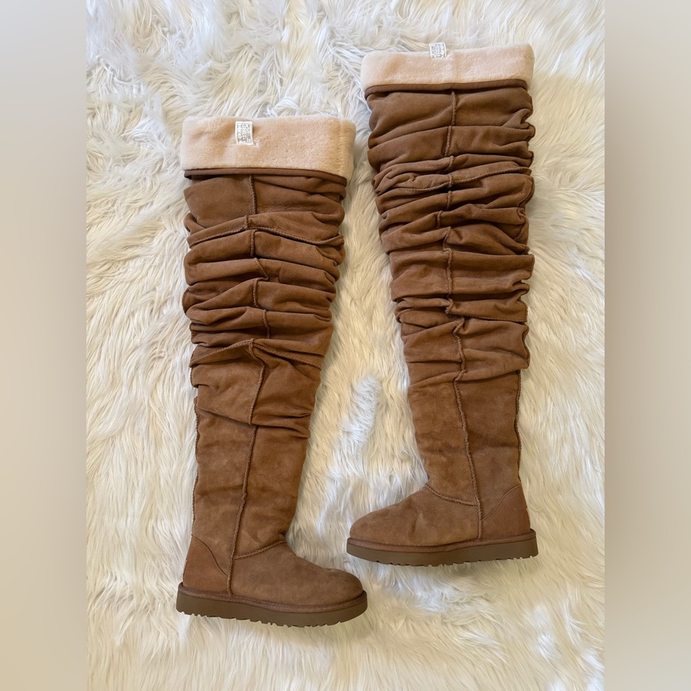 Y/Project x Ugg Shearling Thigh High Boots Brown US 6 EU 37 - Picture 2 of 8